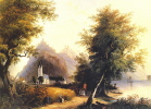 Historic painting rhine river aera Historic painting rhine river aera